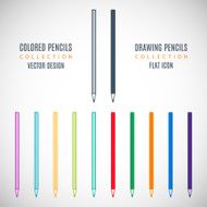 set pencils icons in the style flat design isolated