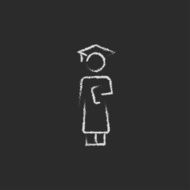 Graduation icon drawn in chalk