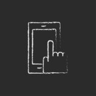Mobile phone icon drawn in chalk N2