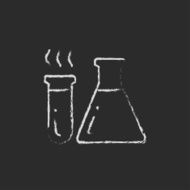 Laboratory equipment icon drawn in chalk N2