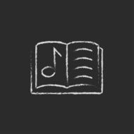 Music book icon drawn in chalk N3