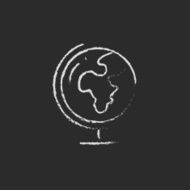 World globe on stand icon drawn in chalk