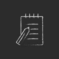 Writing pad and pen icon drawn in chalk N2