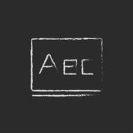 Letters abc on the blackboard icon drawn in chalk N2