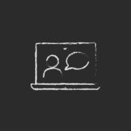 Video chat online icon drawn in chalk N2
