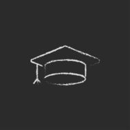 Graduation cap icon drawn in chalk N2
