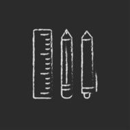 School supplies icon drawn in chalk N2