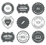 Pencil and open book signs Graduation cap icon N15