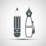 Vector icon pencil and pen