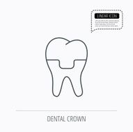 Dental crown icon Tooth prosthesis sign