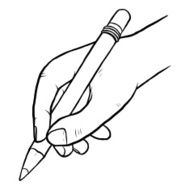 right hand and pencil