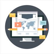 Distance education theme flat style colorful vector icon set N2