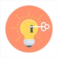 Light bulb and creativity flat style colorful vector icon for