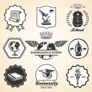 Education school academy university vintage symbol emblem label collection N2
