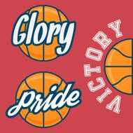 Set of Three Basketball Team Logo with Ball