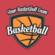 Basketball Team Label with Ball