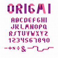 Ribbon origami alphabet font vector eps 10