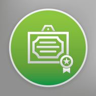 Certificate icon design on green button vector