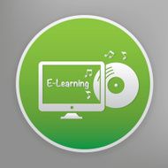 E-learning icon design on green button vector N2
