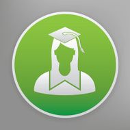 Student icon design on green button vector N3