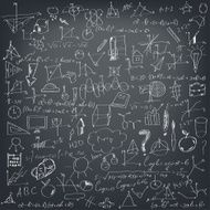 Mathematical formulas on a black school board N2