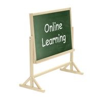 Online learning concept Blackboard chalkboard isolated on white N2