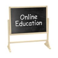 Online education concept Blackboard chalkboard isolated on white
