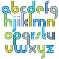 Colorful lowercase letters calligraphic alphabet