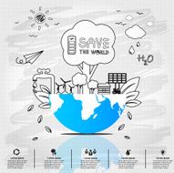 Ecology concept Creative drawing on Global