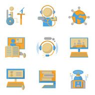 Flat style vector symbols for online education