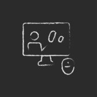 Monitor and online tutorial icon drawn in chalk N2