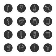 flat thin line minimalistic icons of artist tools N3