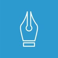 pen outline icon isolated white on the blue background N2