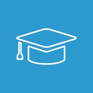 education outline icon isolated white on the blue background