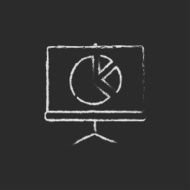Roller screen with the pie chart icon drawn in chalk N2