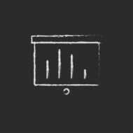 Projector roller screen icon drawn in chalk N2