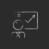 Businessman with infographic icon drawn in chalk N3