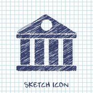 vector sketch icon of court building