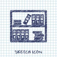 office shelf vector sketch icon