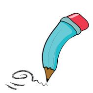 blue pencil on isolated white background