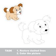 Trace game for children One cartoon puppy to be traced