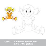 One cartoon doll to be traced Restore dashed line and