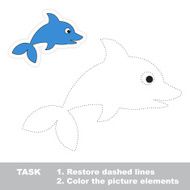 One cartoon dolphin Restore dashed line and color picture
