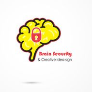 Creative brain security abstract vector logo design template