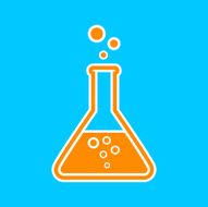 Orange laboratory glass icon N3