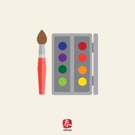 Paintbox and brush