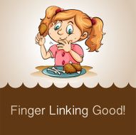 Girl licking finger while eating