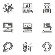 E-learning simple line vector icons set