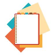 Flat design notepad with paper sheets