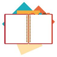 Flat design of open notepad paper sheets